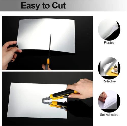 Miniatura 4 de Tenare 12 azulejos acrílicos autoadhesivos para espejo de pared, hojas flexibles de espejo pequeño, sin vidrio, irrompibles para baño, hogar