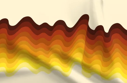 Spoonflower Tela: retro de los años 60, rayas amarillas y marrones, líneas onduladas abstractas vintage impresas en tela de gasa, cuarto grueso,