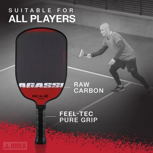 Miniatura 3 de Juego de JOOLA Agassi/GRAF Champion con palas de pickleball, bolas y bolsa con asa - Raqueta de pickleball arenizada - Forma Agassi con zona