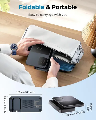Miniatura 6 de EGV Cargador inalámbrico para Samsung - Estación de carga inalámbrica 3 en 1 para Galaxy S25 Ultra S24 S23, Z Fold Flip 7/6, cargador de reloj