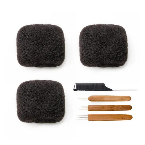 Tight Afro Kinky - Cabello 100% humano a granel para extensiones de draedlock, extensiones de reparación, rizos y trenzas, 3 paquetes/paquete (8