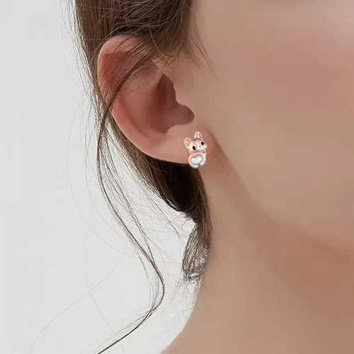 Miniatura 5 de Aretes de plata de ley 925, diseño de perro corgi/perro salchicha/perro perrito kawaii, regalos para mujeres, amantes de los perros