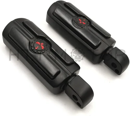 Miniatura 3 de Compatible con H-D Motocicleta Touring Black HTTMT Skull Macho Pie Peg Mount Par de Clavijas de Pie de Calavera [P/N: MT216-051-MBK-XIN]