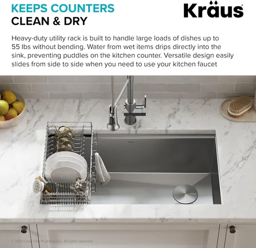 Miniatura 5 de Kraus Colador de acero inoxidable, 17.6 in x 9.7 in x 2.6 in, CS-2