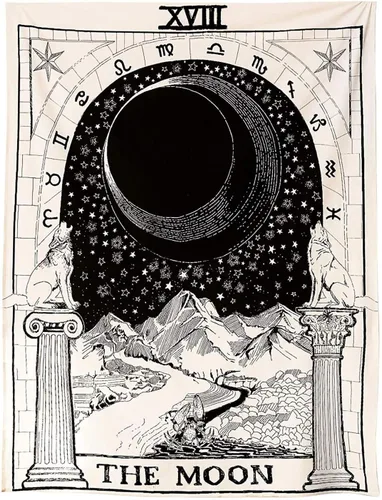 Miniatura 5 de Coolbird Tapices de tarot (23 x 27 pulgadas 23.6 x 27.6 in) – El sol, la luna, la estrella medieval Europa adivinación tapices colgantes