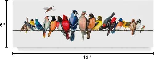 Miniatura 8 de Wendy Russell - Lienzo decorativo para pared, diseño de "Big Bird Menagerie II", para sala de estar, dormitorio u oficina, 6 x 19 pulgadas