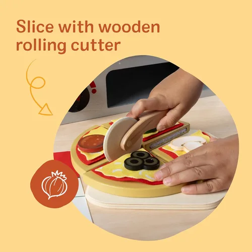 Miniatura 11 de Melissa & Doug - Juego de pizza de madera Top & Bake con comida de juguete (41 piezas) Juguete de preescolar, juego de comida de madera