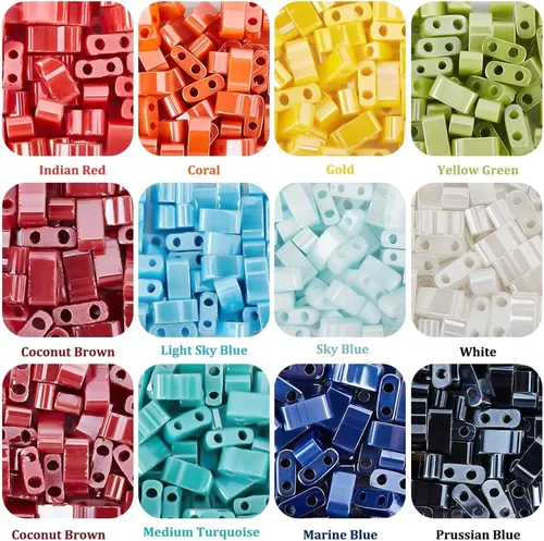 Miniatura 5 de NBEADS Kit de fabricación de pulseras de cuentas de 2 agujeros, incluye 11 colores rectangulares de 2 agujeros, cuentas de semillas de vidrio
