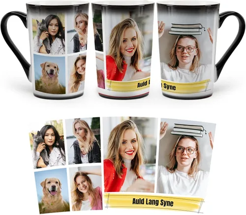 Miniatura 10 de Taza personalizada, tazas personalizadas que cambian de color, con collage de 1 imágenes, taza de café mágica con foto, imagen, nombre, texto