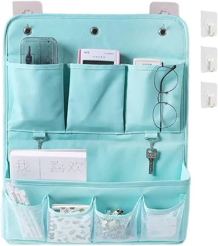 Organizador colgante con bolsillos, bolsa de almacenamiento de pared y puerta con 3 ganchos adhesivos, organizador de almacenamiento colgante para