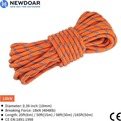 Miniatura 2 de NewDoar cuerda de 10 mm (3/8 pulgadas) para accesorios, doble trenzado, pre cortada CE 24KN para supervivencia al aire libre, alpinismo, Prusik