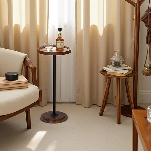 Miniatura 2 de Home Dector - Mesa auxiliar para sofá, mesa pequeña para bebidas para espacios pequeños, mesa auxiliar de café con patas de madera para sala