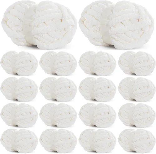 Miniatura 14 de HOMBYS Hilo de Chenille Grueso Carbón para Crochet, Hilo Grueso Espeso y Esponjoso para Tejer, Hilo Súper Grueso para Tejer Mantas a Mano, Hilo
