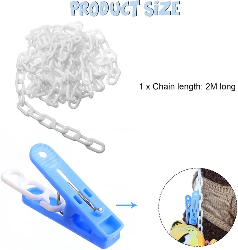 Miniatura 6 de Hotop 2 unidades de cadena de almacenamiento de animales de peluche colgantes con 40 clips de plástico de 79 pulgadas con ganchos para colgar