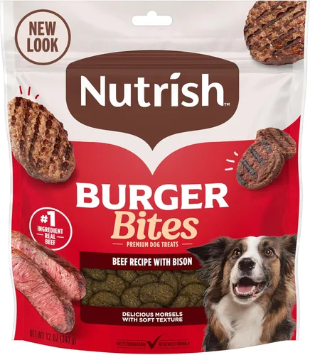 Miniatura 10 de Nutrish Burger Bites Receta de carne de res con bisonte Premium, bolsa de 5 onzas, paquete de 5 (Rachael Ray)