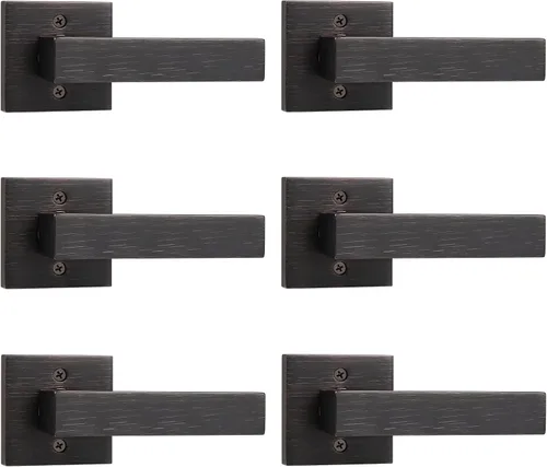 Miniatura 11 de Probrico Paquete de 2 manijas de puerta simuladas negras, manija de puerta de una sola cara para armarios, puertas francesas, juego de pomos Negro