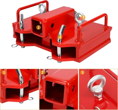 Miniatura 2 de YINTATECH Accesorio de enganche de remolque de carretilla elevadora doble, capacidad de remolque de 6500 libras por receptor de 2 pulgadas, se