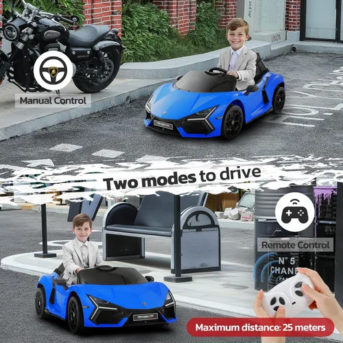 Miniatura 5 de ELEMARA Lamborghini Auto eléctrico de paseo para niños con puerta de tijera, vehículo eléctrico con control remoto, autos para niños para conducir