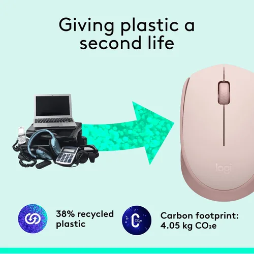 Miniatura 4 de Logitech Mouse inalámbrico M170 para PC, Mac, laptop, 2.4 GHz con mini receptor USB, seguimiento óptico, duración de la batería de 12 meses, Rosa