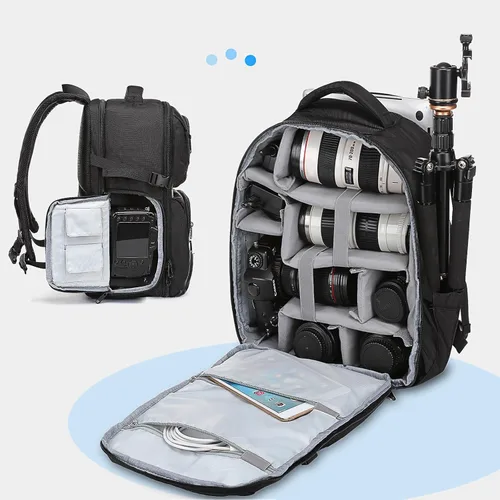 Miniatura 3 de MOSISO Mochila para cámara DSLR/SLR/SLR/sin espejo, bolsa de viaje lateral para fotografía de acceso rápido con compartimento para laptop de 15 a 16