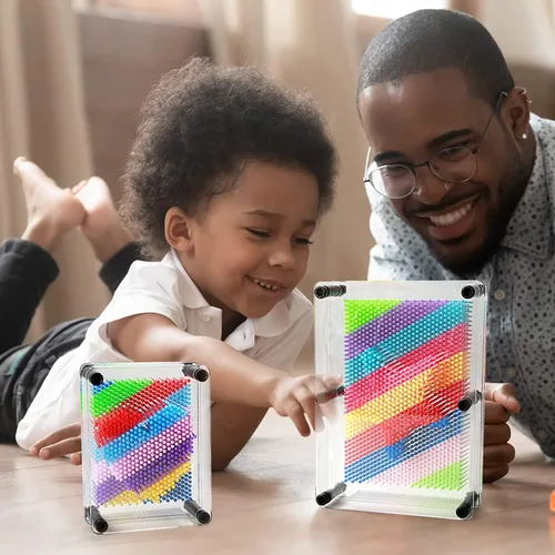 Miniatura 4 de Juguete de arte de pines 3D – Tablero de arte único de plástico arcoíris para niños, 3.7 x 5 pulgadas, 3D Pin Impresión, aguja de escultura