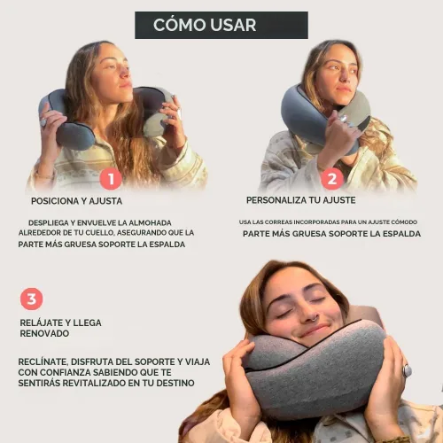 Miniatura 3 de FlyHugz® Almohada de viaje para el cuello Almohada cervical de espuma viscoelástica para mayor comodidad en el avión Diseño compacto