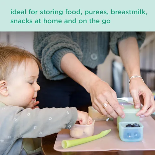 Miniatura 4 de Olababy Contenedores de Almacenamiento de Silicona Clear Sense 4 piezas para Alimentos de Bebé, Snacks, Fórmula, Puré, Salsa y Más Sin Plástico