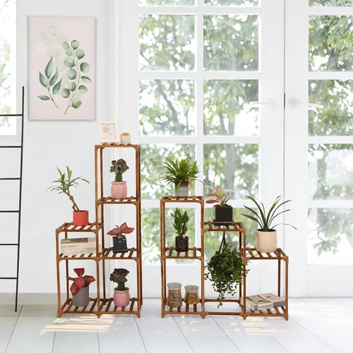 Miniatura 5 de XXXFLOWER Soporte para plantas para interiores y exteriores, estante de madera de 13 niveles para múltiples plantas, estante grande para plantas