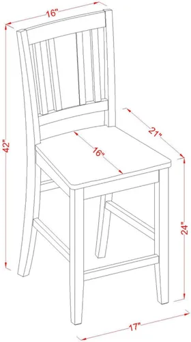 Miniatura 5 de East West Furniture VNBU5-MAH-W - Juego de mesa de comedor de 5 piezas de altura de mostrador, incluye una mesa de cocina cuadrada y 4 sillas