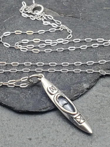 Miniatura 3 de Sterling Silver Kayak - Camping and Adventure - Nautical and Marine Themed Charm Necklace, 18