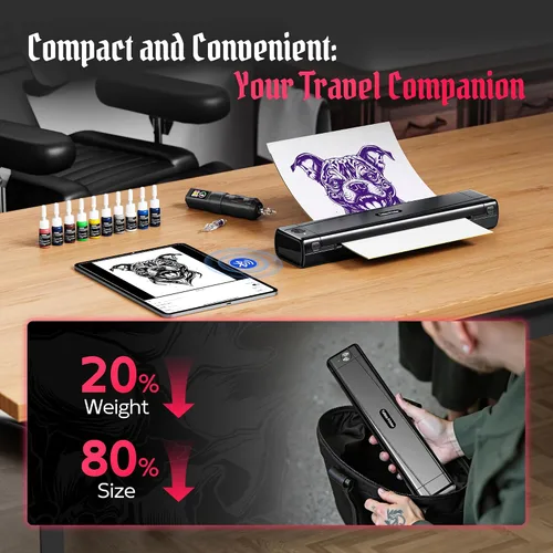 Miniatura 4 de TATTMUSE Impresoras portátiles inalámbricas para viajes, compatibles con teléfono y almohadilla, impresora compacta portátil Bluetooth pequeña