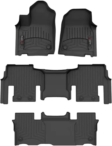 WeatherTech Revestimiento de suelo de ajuste personalizado para Jeep Grand Wagoneer, Grand Wagoneer L, juego completo (441704-1-2-3), negro