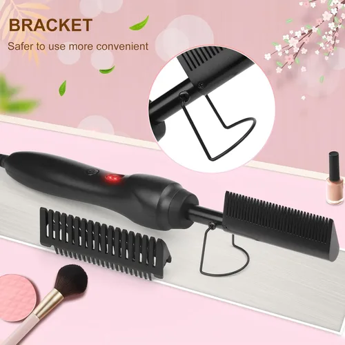Miniatura 4 de Peine Eléctrico Caliente Alisador de Cabello Peine de Prensado con Calor Rizador Plancha Plana Cepillo Alisador de Cabello para Negro Natural, Peine