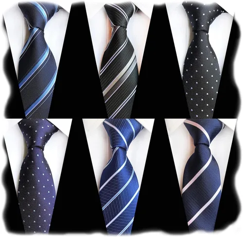 Miniatura 63 de WeiShang Lote de 6 corbatas clásicas de seda para hombre, corbatas tejidas jacquard