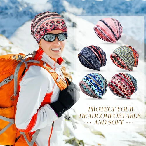 Miniatura 3 de Gorro holgado para mujer, 5 piezas, turbante, elástico, para el cáncer, gorros, bufanda para dormir