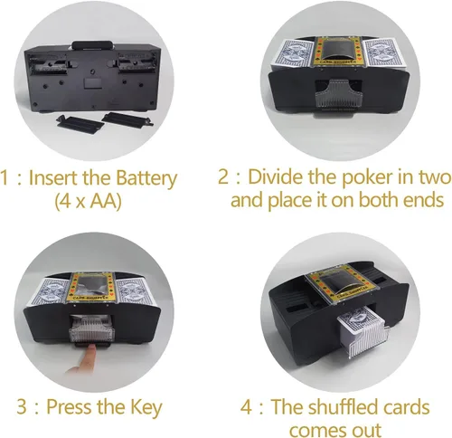 Miniatura 5 de Barajador Automático de Tarjetas, Máquina Barajadora de Póker Eléctrica Operada con Pilas para 1-2 Barajas, para Cartas de Juego/UNO 1-2 Deck