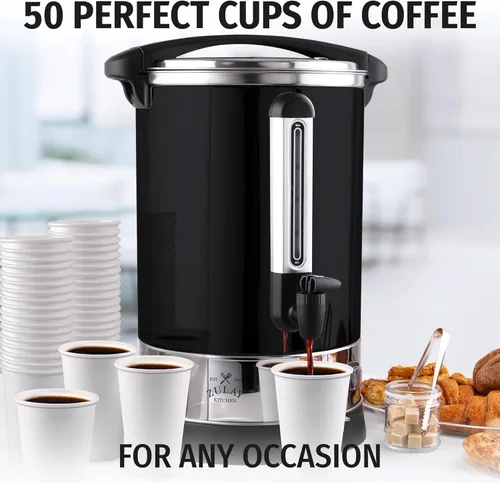 Miniatura 6 de Zulay Kitchen Cafetera de grado comercial, urna de agua caliente, percoladora con acero inoxidable de doble pared, preparación rápida, se mantiene