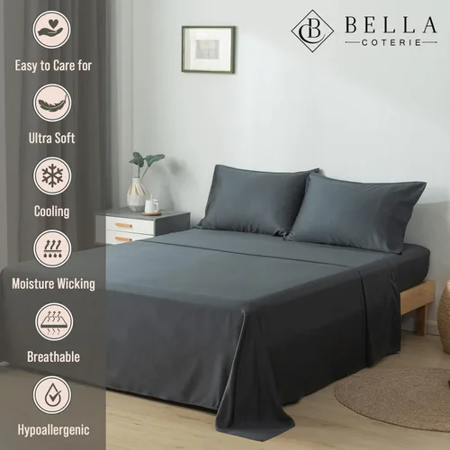 Miniatura 2 de Bella Coterie Juego de Sábanas de Viscosa de Bambú de Lujo Tamaño King 100% Cultivado Orgánicamente Ultra Suave Refrescante para Personas que