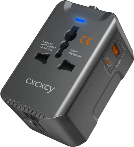 Adaptador de viaje universal de carga rápida PD de 20 W, 3 en 1 con 1 puerto tipo C y 1 USB-A, enchufe europeo, adaptador de corriente internacional