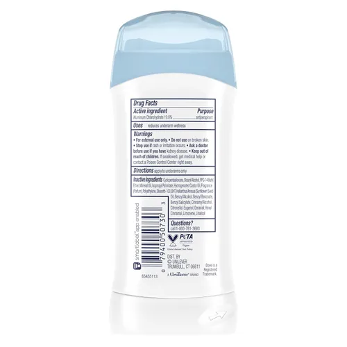 Miniatura 2 de Dove Desodorante antitranspirante invisible sólido, 2 unidades de limpieza original, para mujeres, para protección durante todo el día contra