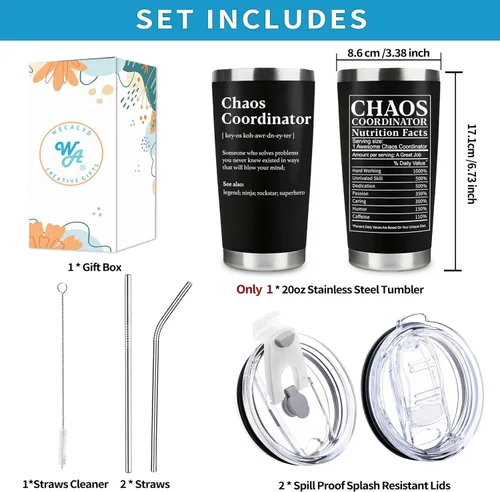 Miniatura 4 de WECACYD Chaos Coordinator - Vaso de Navidad, regalos de agradecimiento para mujeres, hombres, dama jefa, compañero de trabajo, gerente, oficina