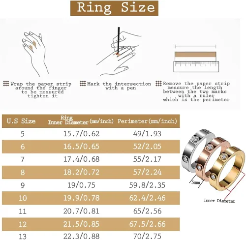 Miniatura 2 de Anillos de amor de la amistad chapados en oro de 18 quilates con circonita cúbica de acero inoxidable, anillos de promesa de boda, anillos de amor