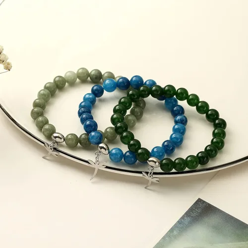 Miniatura 3 de Regalos para mujeres, pulseras de libélula, colibrí, mariquita, perezoso, 0.315 pulgadas, piedra natural, curativa, pulseras de relajación