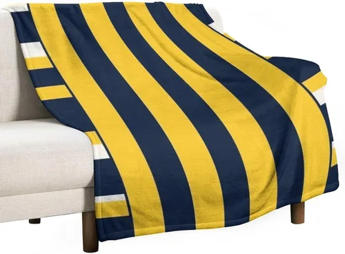 Miniatura 31 de Manta de rayas náuticas amarillas y azul marino, moderna, ultrasuave, manta de microfibra para sofá, cama para niños y adultos, 30 x 40 pulgadas