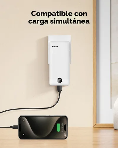 Miniatura 2 de VRURC Cargador portátil con cables y enchufe de pared Banco de energía con cables Cargador portátil de 10000mAh con enchufe AC Paquete
