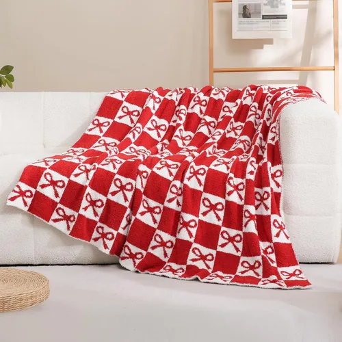 Miniatura 22 de YIRUIO Manta de ajedrez a cuadros, esponjosa, cálida, cómoda, reversible, súper suave y acogedora para decoración del hogar, cama, sofá, sala de Rojo