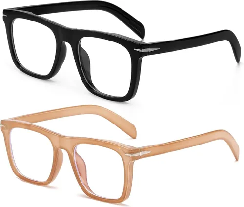 Miniatura 14 de Gafas de bloqueo de luz azul de moda con marco cuadrado para hombres y mujeres, gafas de computadora sin receta, 01 Negro
