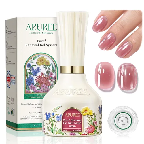Miniatura 14 de APUREE Esmalte de uñas de gel fortalecedor: ámbar traslúcido Certificado USDA de base biológica Calidad de salón libre de HEMA Esmalte de gel