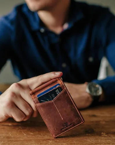 Miniatura 14 de Serman Brand RFID billetera de bloqueo Slim Bifold – cuero genuino minimalista bolsillo frontal carteras para hombres con clip para dinero, cartera