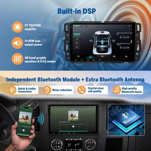 Miniatura 7 de Eonon GMX7A 4G+64G Android 14 Estéreo para automóvil compatible con GMC/Chevy/Buick Wireless CarPlay y Android Auto, radio de coche con pantalla